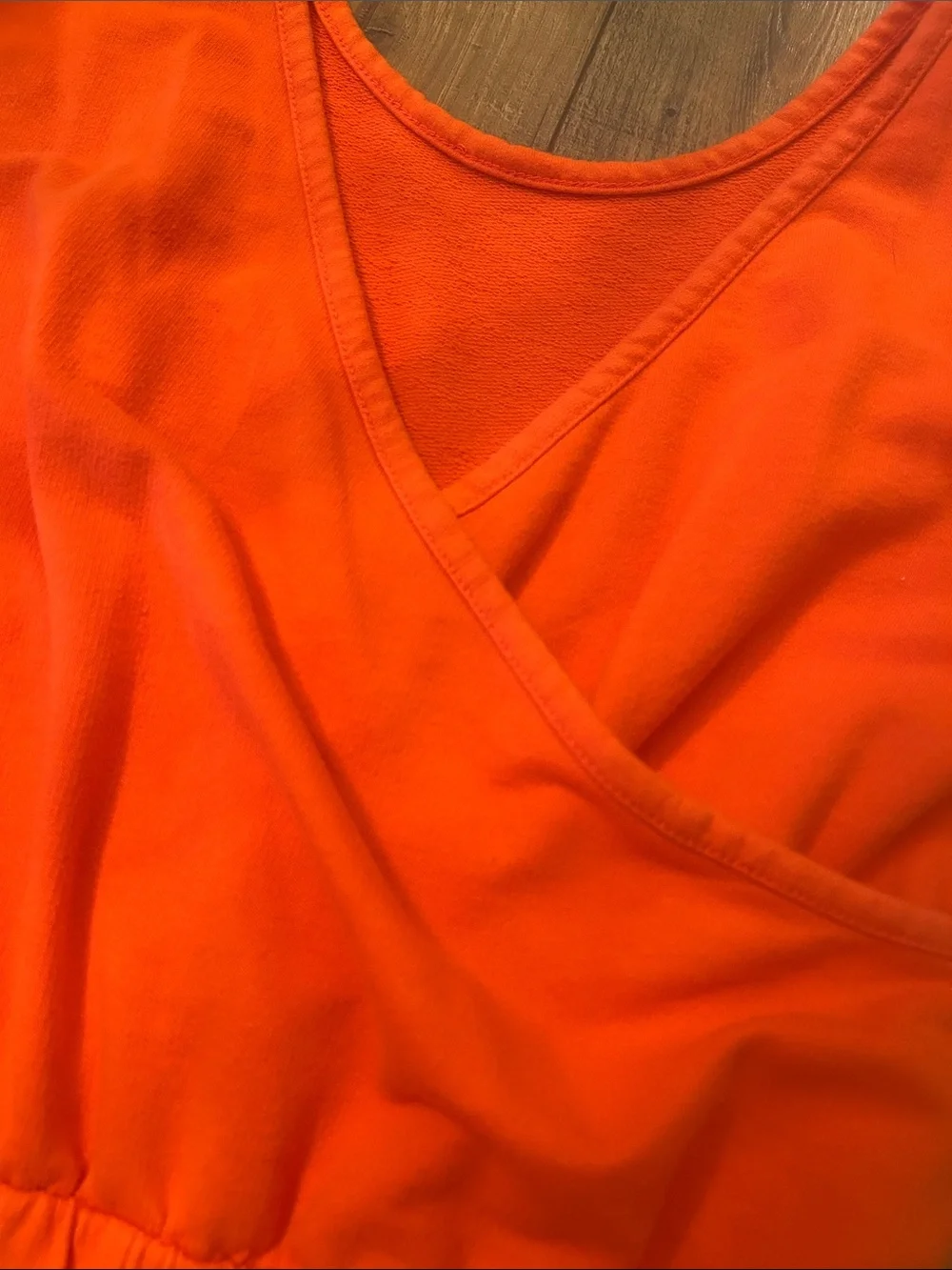 Cat & Jack Bright Orange Terry Girls Romper with Drawstring
